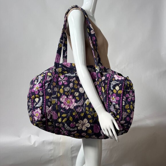 Vera Bradley Large Floral Quilted Shoulder Bag With Zipper & Double Straps - Picture 15 of 16